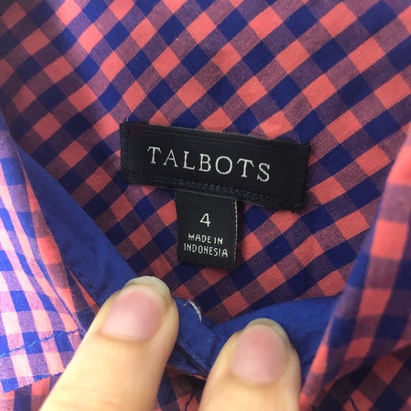 Talbots Blue Orange Button Down Long Sleeve Top 4 - Picture 4 of 5